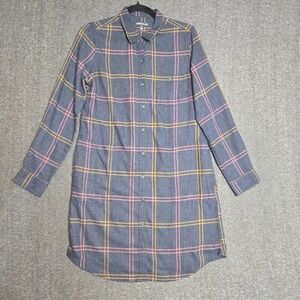 Toad & Co Re-Form Flannel Shirt Dress‎ Womens Small Plaid Cabincore Outdoor Gorp
